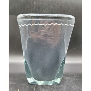 Sasaki Art Glass Black Encased Triangular Vase 8.5" Japan Heavy